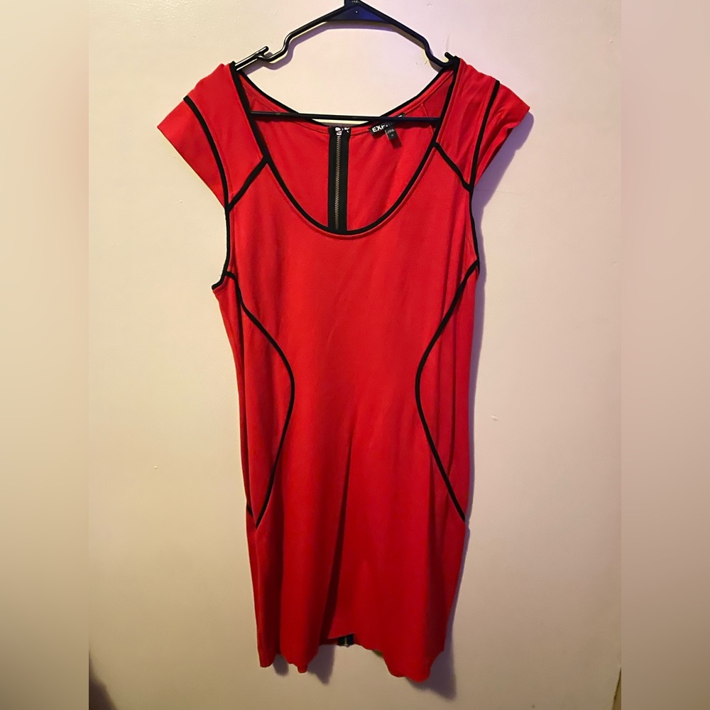 Size 12 Red Express Mini Dress with black detailing